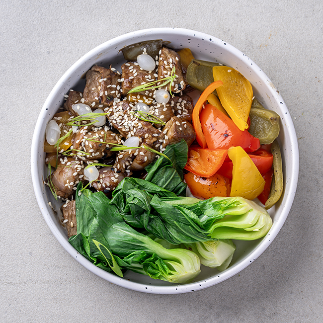 Mandarin Beef & Onion With Pak Choy & Peppers